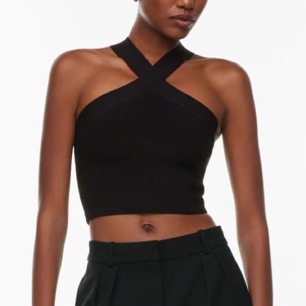 Aritzia babaton sculpt knit criss cross cropped tank